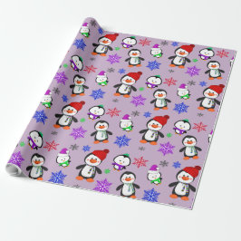 Pinguïns en Snowflakes Kute Kerstmis Cadeaupapier