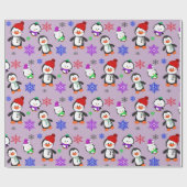 Pinguïns en Snowflakes Kute Kerstmis Cadeaupapier (Vlak)