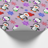 Pinguïns en Snowflakes Kute Kerstmis Cadeaupapier (Hoek)
