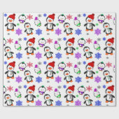 Pinguïns en Snowflakes Kute Kerstmis Cadeaupapier (Vlak)