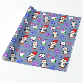 Pinguïns en Snowflakes Kute Kerstmis Cadeaupapier