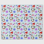 Pinguïns en Snowflakes Kute Kerstmis Cadeaupapier (Vlak)