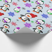 Pinguïns en Snowflakes Kute Kerstmis Cadeaupapier (Hoek)