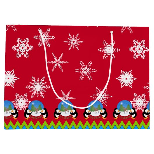 Pinguïns en Snowglobes, kerstcadeautas Groot Cadeauzakje (Achterkant)