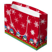 Pinguïns en Snowglobes, kerstcadeautas Groot Cadeauzakje (Achterkant Gekanteld)
