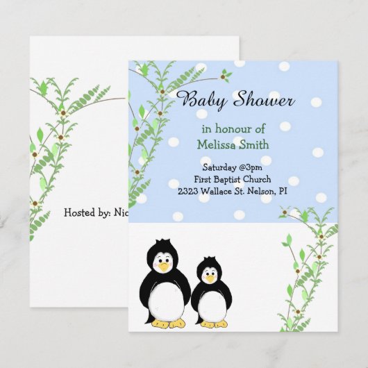 Pinguïns en wijnstokken Baby shower Kaart (Voorkant / Achterkant)