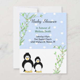 Pinguïns en wijnstokken Baby shower Kaart