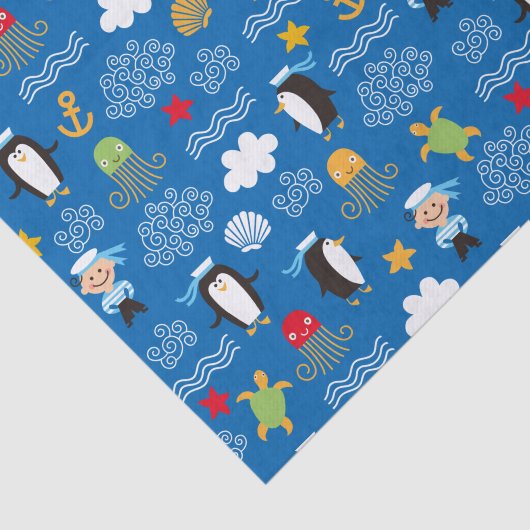 Pinguïns en zeelieden tissuepapier (Detail)