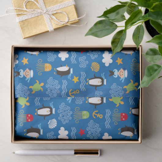 Pinguïns en zeelieden tissuepapier (Geschenk)