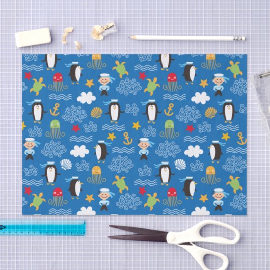 Pinguïns en zeelieden tissuepapier (Craft)