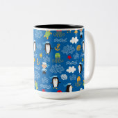 Pinguïns en zeelieden tweekleurige koffiemok (Voorkant rechts)