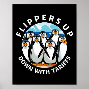 Pinguïns Flippers Omhoog Protests Tegen Trump Tari Poster