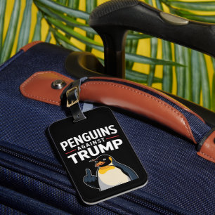 Pinguïns Flippers Omhoog Verzets Pinguïns Tegen Tr Bagagelabel