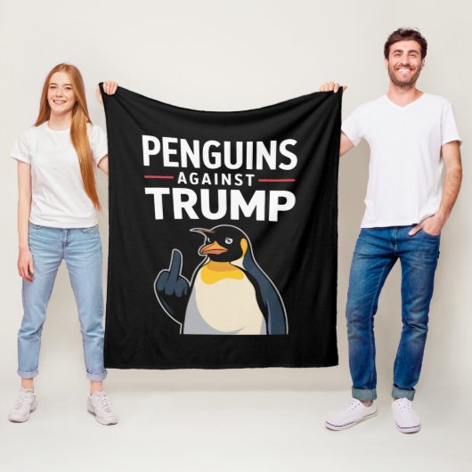 Pinguïns Flippers Omhoog Verzets Pinguïns Tegen Tr Fleece Deken (In situ)