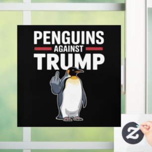 Pinguïns Flippers Omhoog Verzetten Zich Tegen Trum Raamsticker
