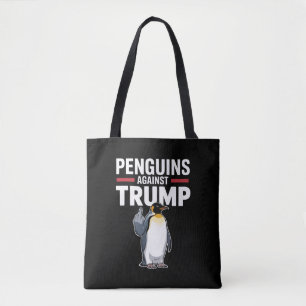 Pinguïns Flippers Omhoog Verzetten Zich Tegen Trum Tote Bag