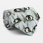 Pinguïns - Fun Black en White Pattern Stropdas (Opgerold)