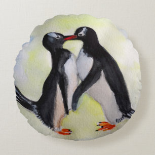 Pinguïns geborsteld polyester rond kussensloop kussen