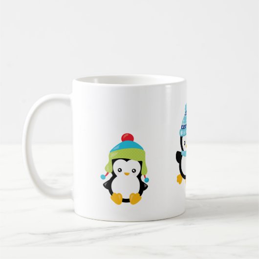 Pinguïns geperst voor de winter koffiemok (Links)