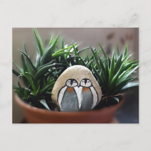 Pinguïns geschilderd stenen foto Briefkaart