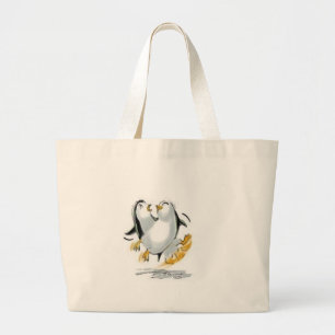 pinguïns glijden grote tote bag