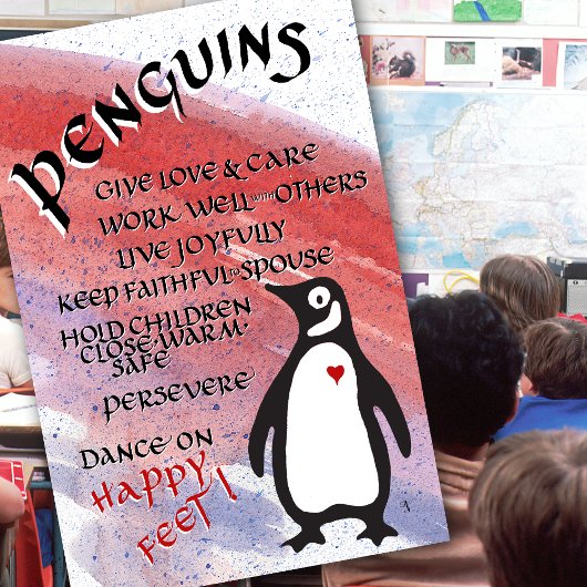 PINGUÏNS GROTE WAARDEN VOORBEELDEN DANS GELUKKIG POSTER