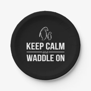 Pinguïns houden kalm en watten aan papieren bordje