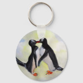 Pinguïns houden van Button sleutelhanger (Voorkant)