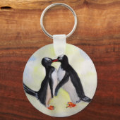 Pinguïns houden van Button sleutelhanger (Voorkant)