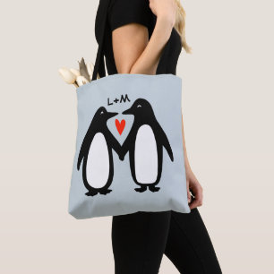 Pinguïns houden van knappe stel Gepersonaliseerde Tote Bag