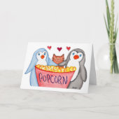 Pinguïns houden van popcorn kaart (Voorkant)