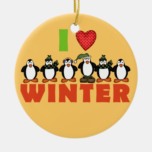 Pinguïns Ik hou van Winter Keepsake Ornament (Voorkant)