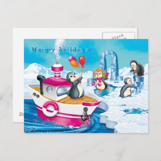 pinguïns in Antarctica Briefkaart (Voorkant / Achterkant)