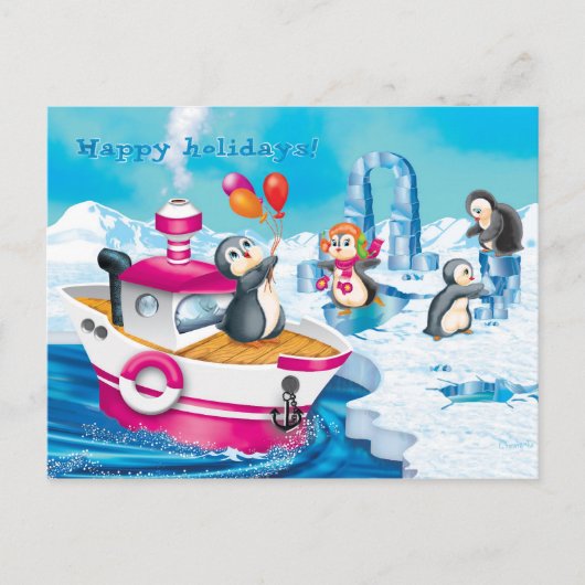 pinguïns in Antarctica Briefkaart (Voorkant)