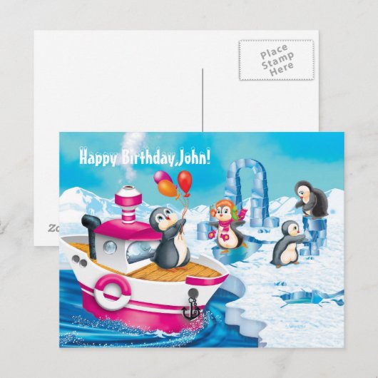 pinguïns in Antarctica Briefkaart (Voorkant / Achterkant)