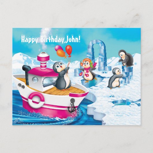 pinguïns in Antarctica Briefkaart (Voorkant)