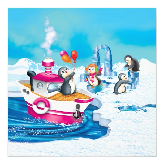 pinguïns in Antarctica Foto Afdruk (Voorkant)