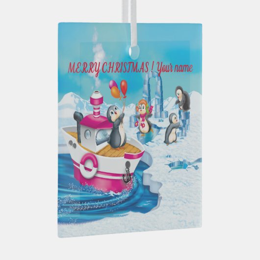 pinguïns in Antarctica Glas Ornament (Voorkant Rechts)