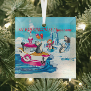 pinguïns in Antarctica Glas Ornament