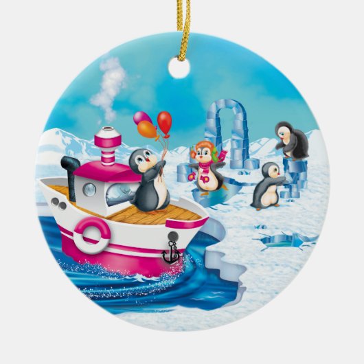 pinguïns in Antarctica Keramisch Ornament (Voorkant)