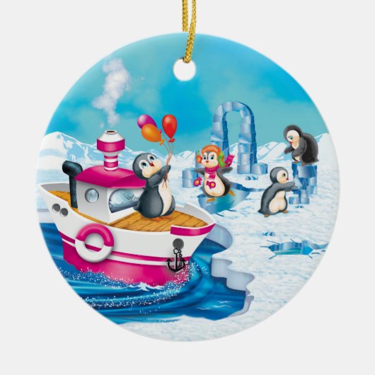 pinguïns in Antarctica Keramisch Ornament (Voorkant)