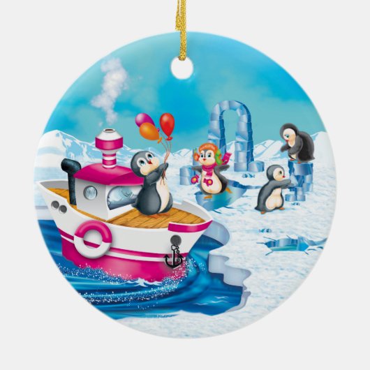 pinguïns in Antarctica Keramisch Ornament (Achterkant)