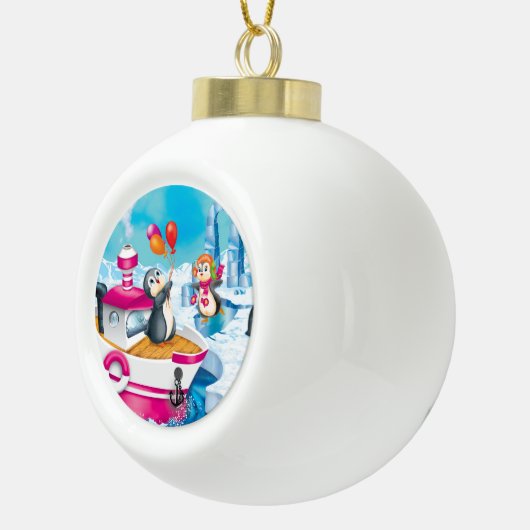 pinguïns in Antarctica Keramische Bal Ornament (Rechts)