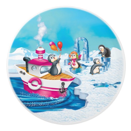 pinguïns in Antarctica Keramische Knop (Voorkant)