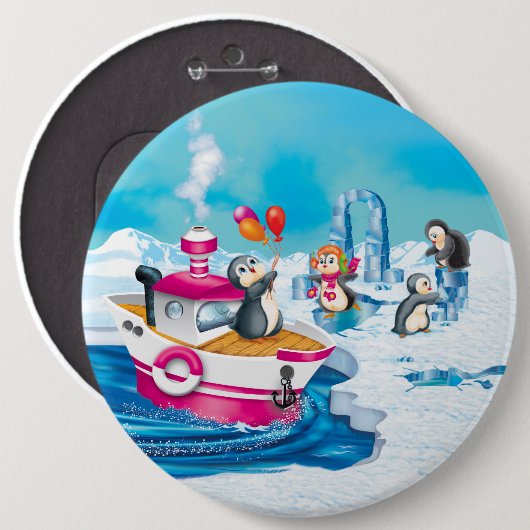 pinguïns in Antarctica Ronde Button 6,0 Cm (Voorkant /achterkant)