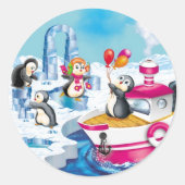 pinguïns in Antarctica Ronde Sticker (Voorkant)