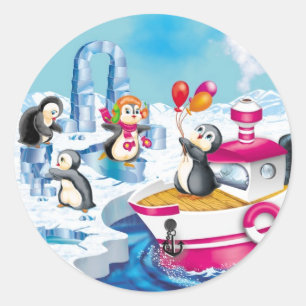 pinguïns in Antarctica Ronde Sticker