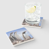 Pinguïns in Antarctica Stenen Onderzetter (Zijkant)