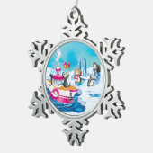 pinguïns in Antarctica Tin Sneeuwvlok Ornament (Rechts)