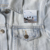 Pinguïns in Antarctica Vierkante Button 5,1 Cm (In situ)